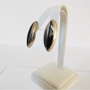 VTG Sterling Silver and Onyx Pierced Earrings